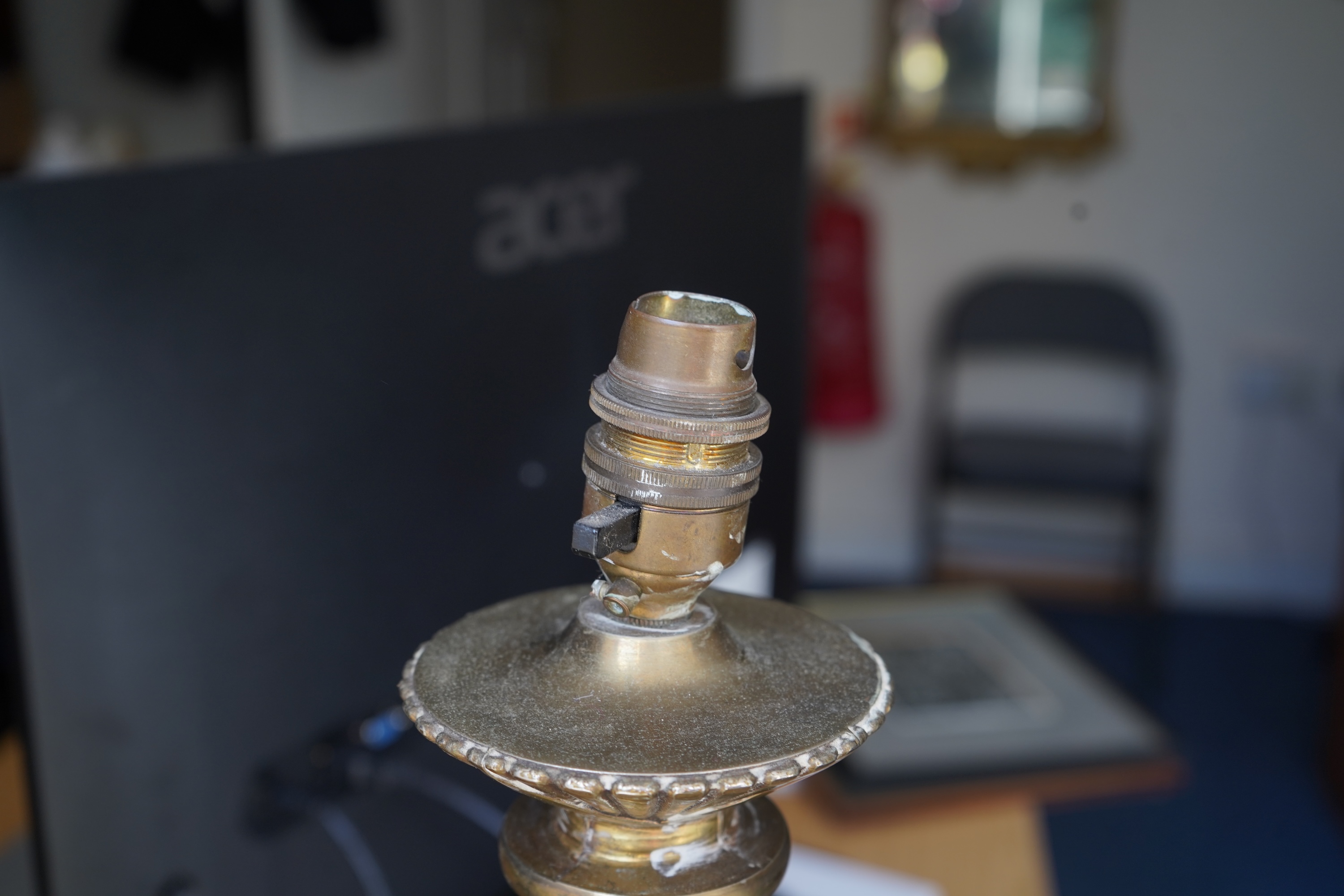 An Art Deco brass table lamp